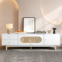 70 Inch TV Stand For TVs Up To 80 Inch, Minimalist TV Console Table With Drawers, Media Entertainment Center For Living Room, Bedroom
