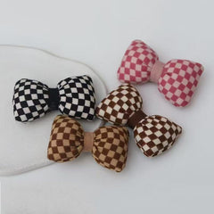 Plaid Bow Hair Clips-Coffee 9672