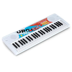 49 Keys Kids Electronic Keyboard With Microphone, 8 Tones & Rhythms Educational Music Toy For Age 3+ - White
