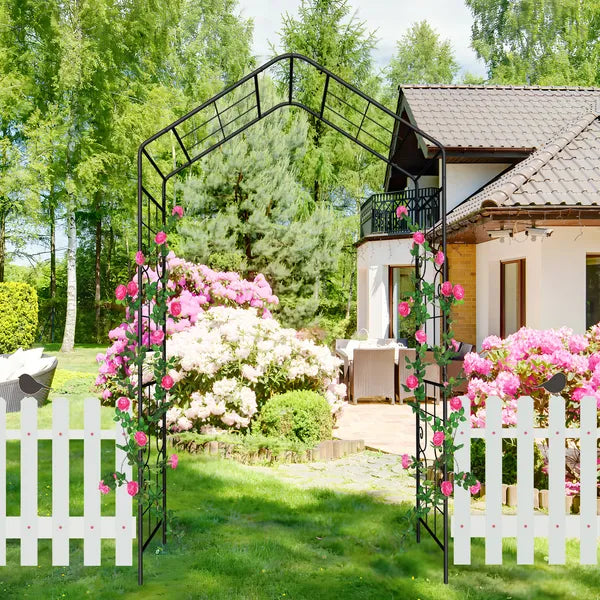 Metal Garden Arch L56.3'' X W16.93'' X H94.5'' Climbing Plants Support Rose Arch Outdoor Black