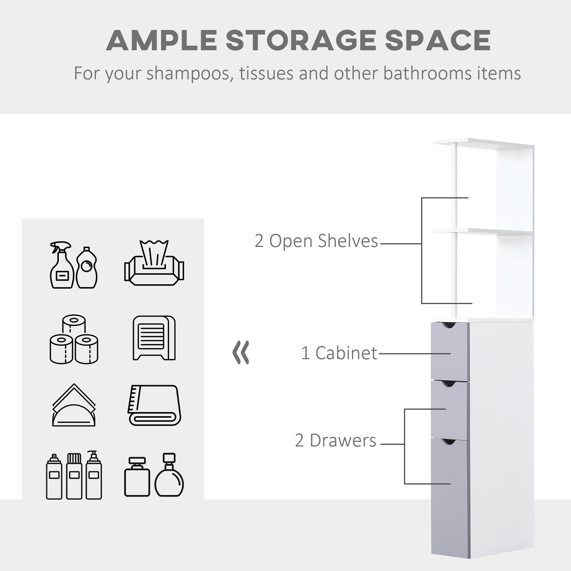 54" Tall Bathroom Storage Cabinet