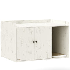 32 Cat Litter Box Enclosure With Scratching Mat, Cat Entrance, Fit Most Of Cat And Litter Box, Distressed White