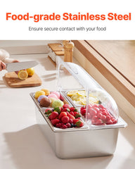 Countertop Food Serving Display Container 4 Pan Condiment Dispenser With Lid