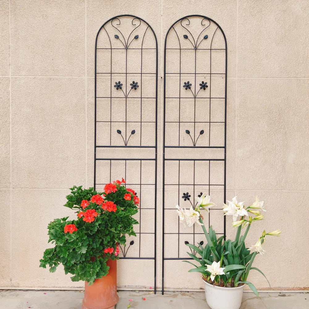 2 Pack Metal Garden Trellis 86.7" X 19.7" Rustproof Trellis For Climbing Plants Outdoor Flower Support Black
