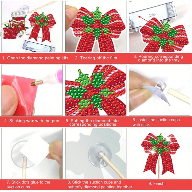 12 Sets Christmas Diamond Art Kits For Garden Decor Santa Claus Snowman Elk Gingerbread Man Stakes Diamond Painting Craft Happy Holiday Diamond Painting Kits For Xmas Garden Home Decoration