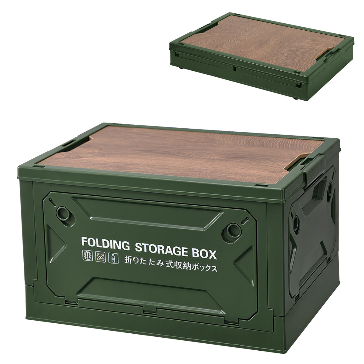 1Pc Folding Storage Bin Camping Collapsible Organizer Box Stackable Grocery Container Shelf Baskets With Cutting Board Top Lid 4 Side Lockable Doors Wheels For Camping Home Car RV