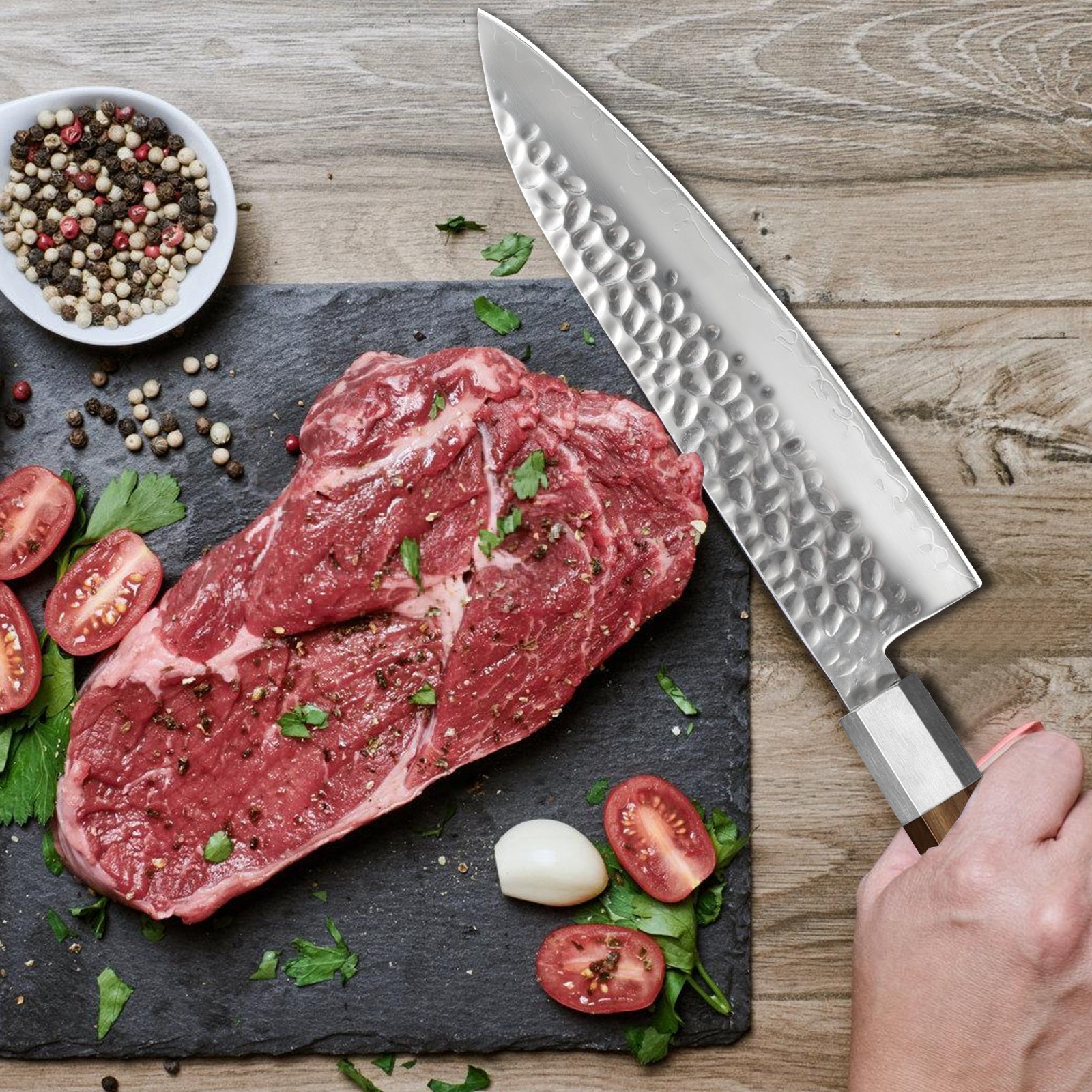 Japanese Chef Knife - 8 Inch Professional Chef's Knife Ultra Sharp Kitchen Knife Japanese 9-Layers VG-10 Clad, Chef Knife For Meat Vegetable Fruit Meat & Sushi Knife - With Sheath & Case