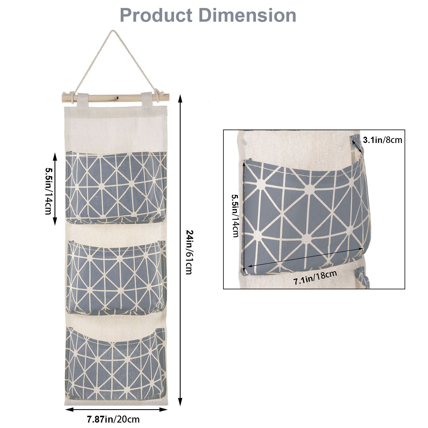 1Pc Wall Mounted Storage Bag Door Closet Hanging Storage Bag Organizer Waterproof 3 Pockets Pouch