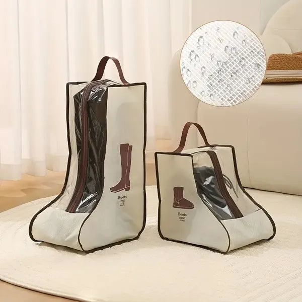 Durable PVC Shoe Storage Bags - Moisture & Moisture-Resistant, Dust-Proof With Transparent Window, Portable Handheld Boot Protectors For Travel & Home Organization, Multi-Size For Shoes/Boots, Hanging