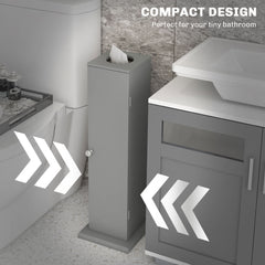 Small Toilet Paper Cabinet, Bathroom Corner Cabinet with Doors and Shelves for Paper Shampoo, Gray