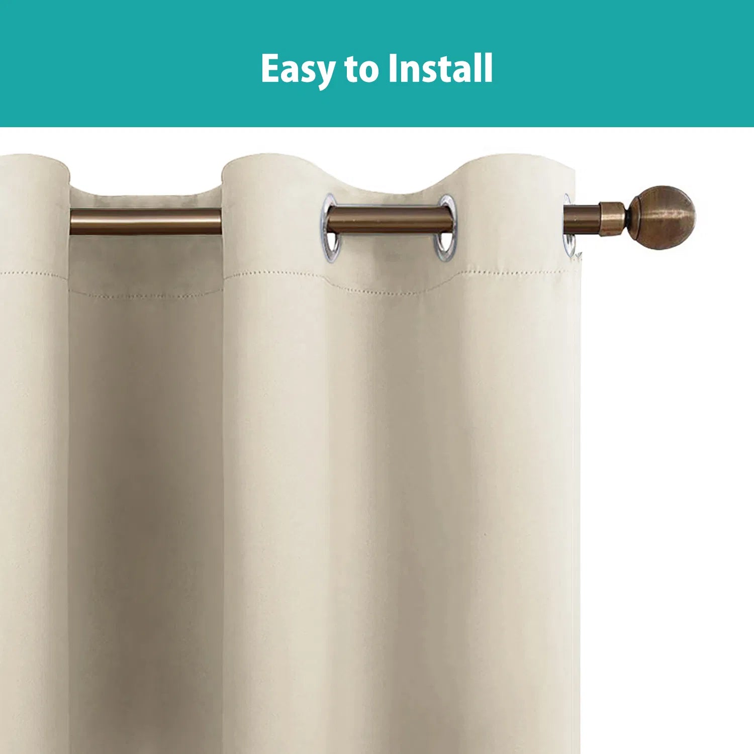 Polyester Grommets Thermal Insulated With Coated Lining 52 In.W63 In. L Indoor Blackout Curtains 3 Colors Available,Set Of 2