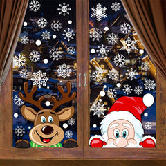 4Sheets Christmas Snowflake Window Clings Stickers For Glass Reusable Double Sided Self Adhesive Static Stickers Xmas Snowflake Reindeer Santa Window Decals Decorations Stickers For Christmas Window D