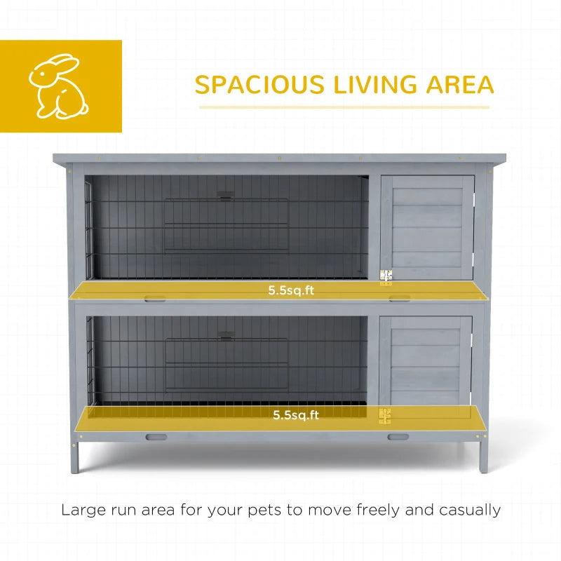 54 2-Story Large Rabbit Hutch Bunny Cage Pet House Small Animal Habitat With Lockable Doors