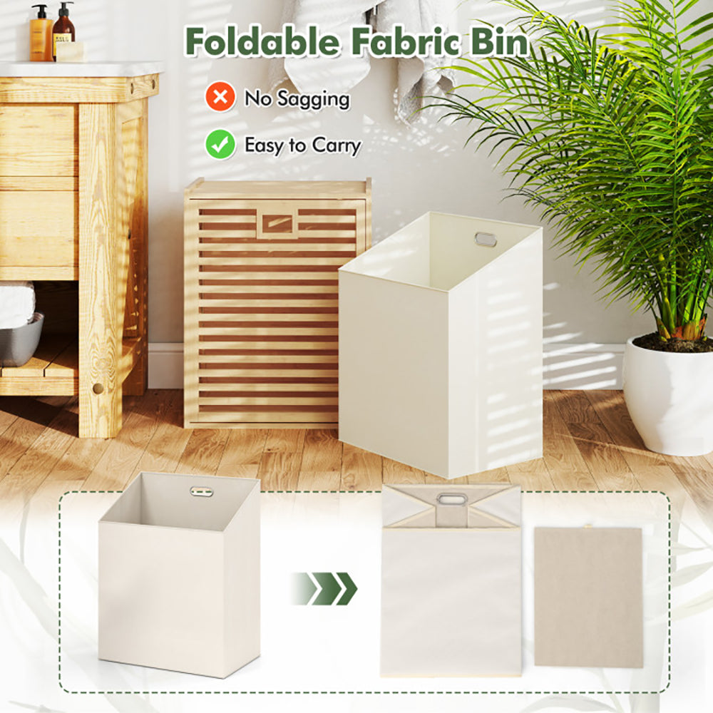 18 Gal Bamboo Tilt-out Laundry Hamper With Removable Fabric Bin
