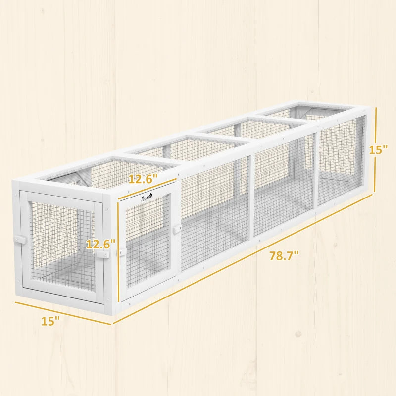 Wooden Cat Run With Weather Protection, Connecting Inside And Outside