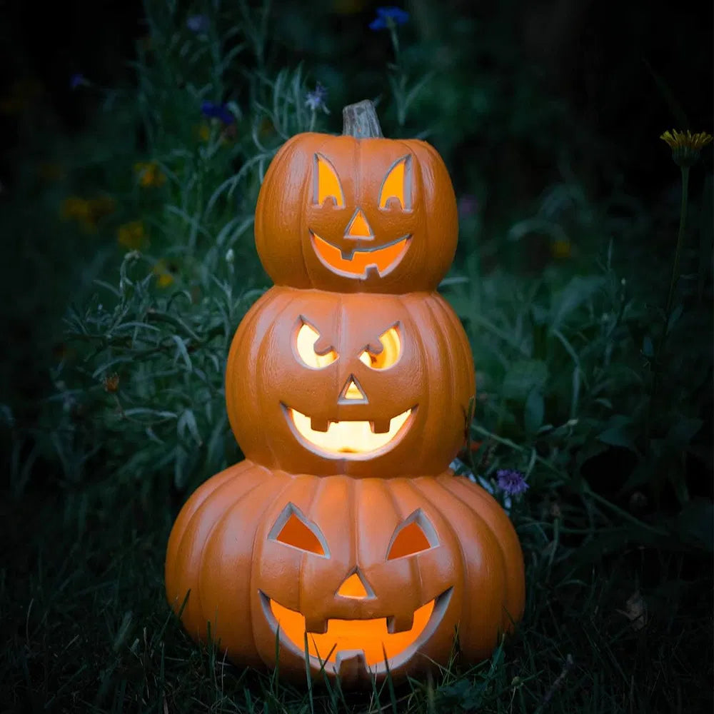 Lantern Halloween Pumpkin Lights- Waterproof Pre-lit Pumpkin Lighted JackoLantern For Halloween Porch, Party, Front Door, Fireplace Indoor And Outdoor Holiday Decorations, Sad Face, 10 Inch