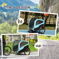 2-in-1 Dog Bike Trailer Pet Stroller Carrier for Large Dogs with Hitch