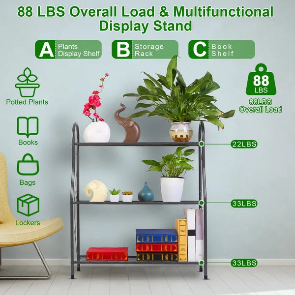 3 Tier Plant Stand Shelf Flower Pot Holder Display Rack 88LBS Utility Storage Organizer