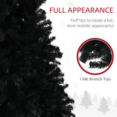 7.5ft Unlit Artificial Black Christmas Tree, Holiday Décor with 1346 Branch Tips, Auto Open and Steel Base