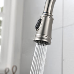 Single Handle High  Pull Out Kitchen Faucet, Single-stage Stainless Steel Kitchen Sink Faucet, With Pull Down Spray