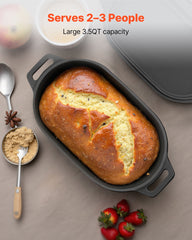 Enameled Cast Iron Dutch Oven Heavy-Duty Cookware With Lid Handles 3.5 Qt Black