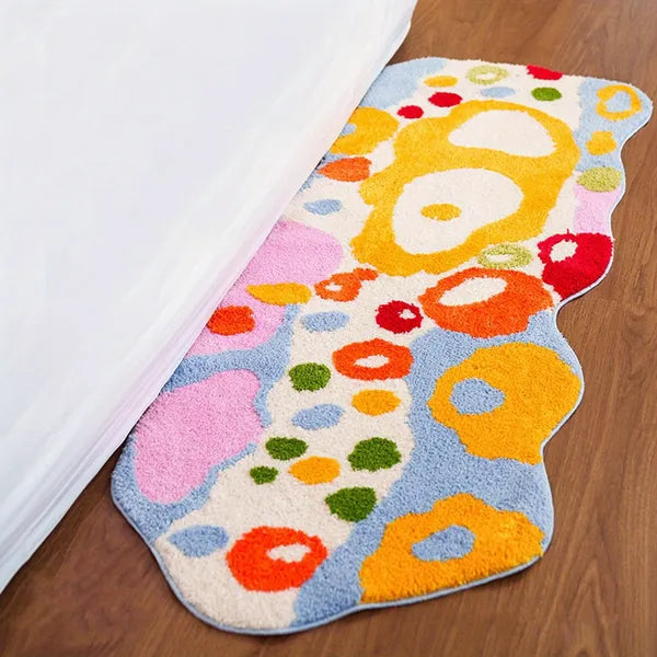 Colorful Cartoon Rugs, Colorful Flower Floor Mats, Cute And Beautiful Bedroom Rugs, Super Soft Bedroom Area Rugs, Non-Slip Quick Drying Long Bath Mats, Bathroom Kitchen Long Runner Mats