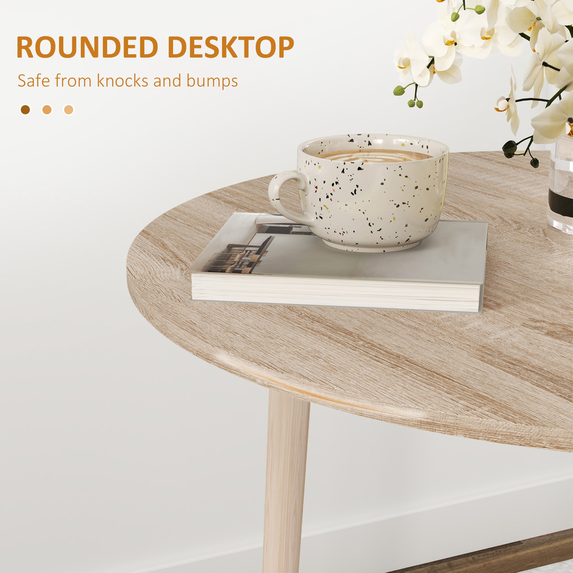 Folding Dining Table, Round Drop Leaf Kitchen Table for Small Spaces with Wood Legs, Oak Color