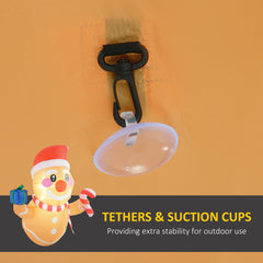 3.4' Inflatable Hanging Gingerbread Man Holding Gift Box & Candy Cane w/ LED Lights, Blow-Up Outdoor Display for Party