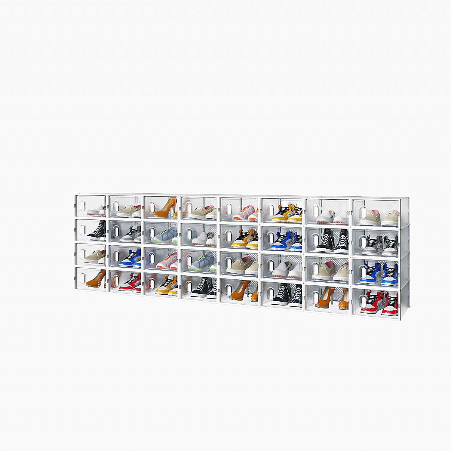 White Small 32PCS 33x23x14cm, Shoebox, Plastic, Grid, Free Combination