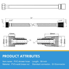 59 Inch Extra Long Smooth Handheld Shower Hose - Cannot Be Shipped On Weekends, Please Order With Caution
