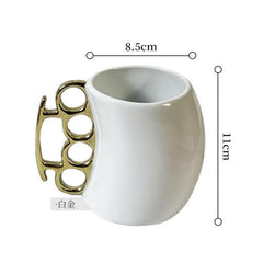Novelty Brass Knuckle Coffee Mug, Ceramic, Black And White, Unique Handle Design, Funny Mugs Gifts For Christmas Novelty Ceramic Coffee Mug, X Mas Presents, Christmas Funny Gifts, Funny Gifts