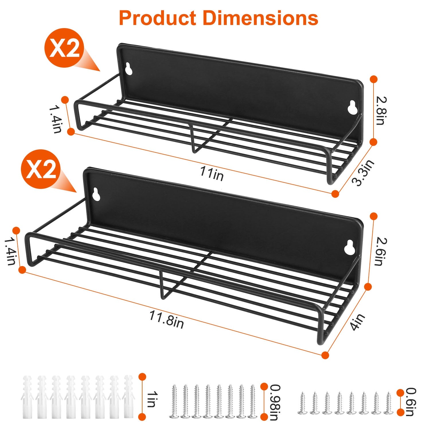 4Pack Strong Magnetic Spice Rack Organizer Fridge Storage Shelf For Jars Seasoning Tins Utensils Space Saver Holder For Refrigerator Microwave