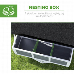 Chicken Coop With Wheels, Chicken Tractor With Nesting Box, Windows, Pull-out Tray, Perches, For 2-4 Hens, Gray