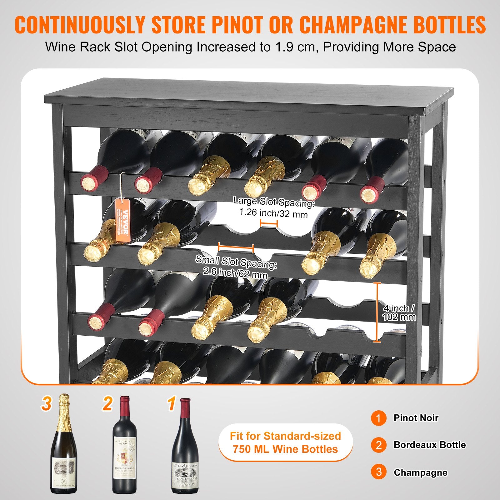 42 Bottle 7-Tier Modular Wine Rack Bamboo Wood Display Shelf With TableTop