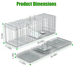 Humane Cat Trap Cage With Gloves Catch Release Live Animal Rodent Cage Collapsible Galvanized Wire For Raccoons Beavers Groundhogs Foxes Armadillos