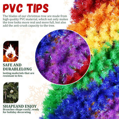 6FT 7.5FT Artificial Colorful Rainbow Christmas Tree, Hinged Xmas Tree With PVC Branch Tips