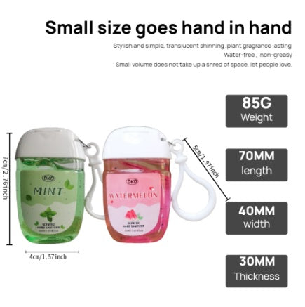 DKD 2pack 1.014fl.oz Hand Sanitizer With Hook Mint Watermelon Scented Cleaning Wash-free For Home Travel Outdoor