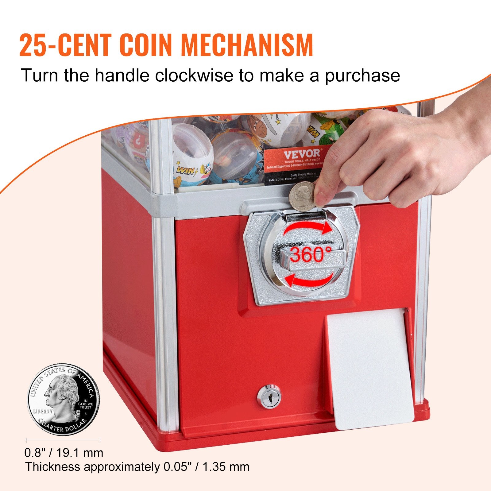 25'H Gumball Machine Vending Coin Bank Vintage Gumballs Dispenser PS Red