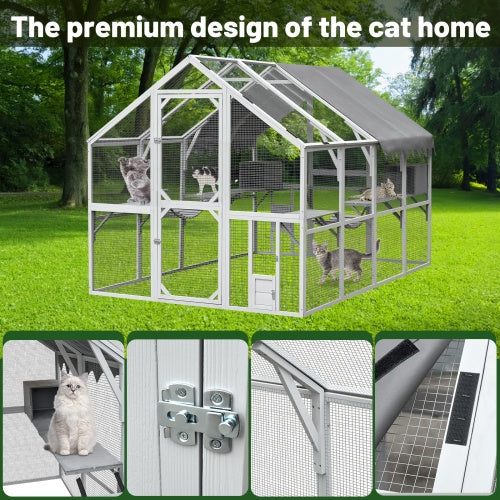 Outdoor Cat Room Cat Fence 110 Large Kitten Play Fence With Platform