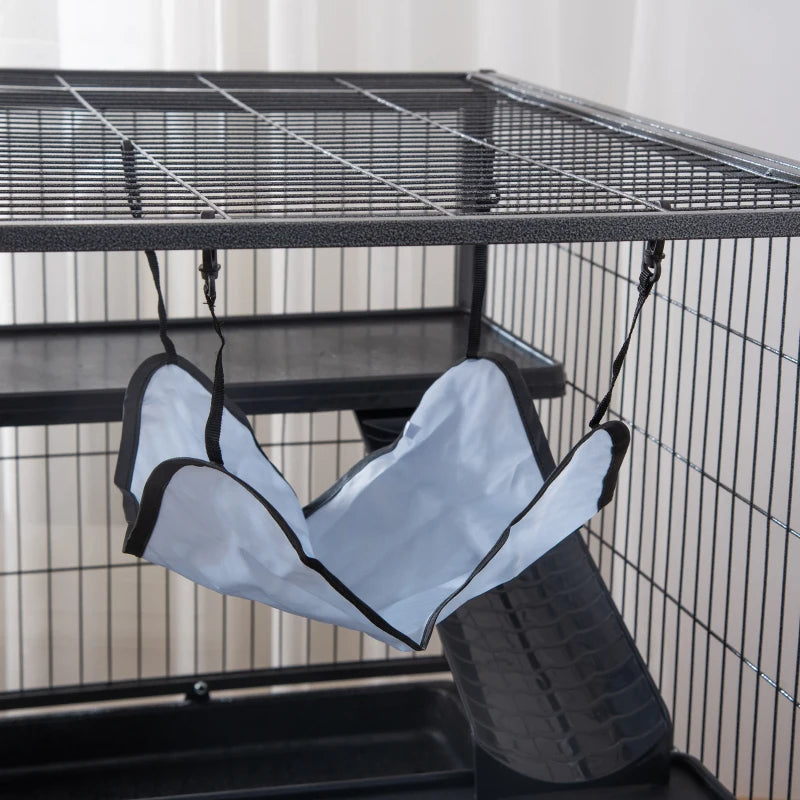 Small Animal Cage With Wheels, Pet Playpen For Rat, Syrian Hamster, Kitten, Ferrets, Chinchillas With Bottom Storage Shelf, Removable Tray, Ramp