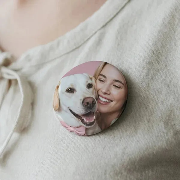 Custom Pet Photo Pins - Cherish Memories With Your Furry Friend - 2.25inch  2 Pcs Must Upload The Image
