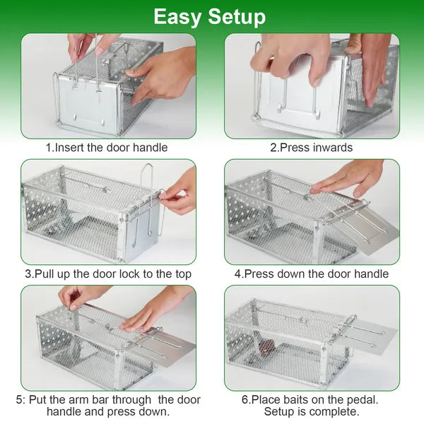 Single Door Rat Trap Cage Humane Rodent Trap Mouse Trap Indoor Outdoor For Small Rodents Mice Voles Hamsters