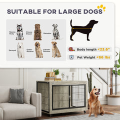 39inch Dog Crate Furniture End Side Table With Wheels