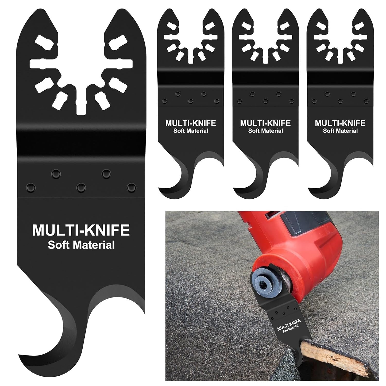 3pcs Oscillating Multitool Hook Knife Blade - High Hardness Double Hook Oscillating Saw Blades For Cutting Soft Materials Roofing Shingles, PVC Floor Carpet, Cardboard