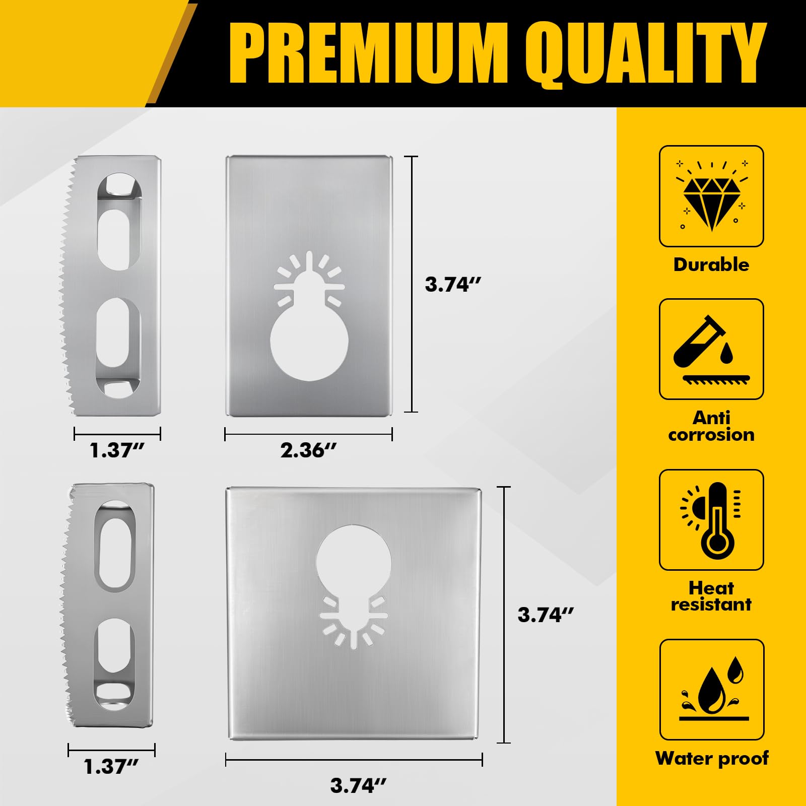 2 Pcs Square Slot Cutter Compatible For  20V  Milwukee M18 Oscillating Multi-Tool To Cut In Single Gang Wall Boxes,Outlet Cutter For Drywall Efficient Carving Tool Rectangle Square