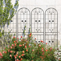 4 Pack Metal Garden Trellis 86.7" X 19.7" Rustproof Trellis For Climbing Plants Outdoor Flower Support Black