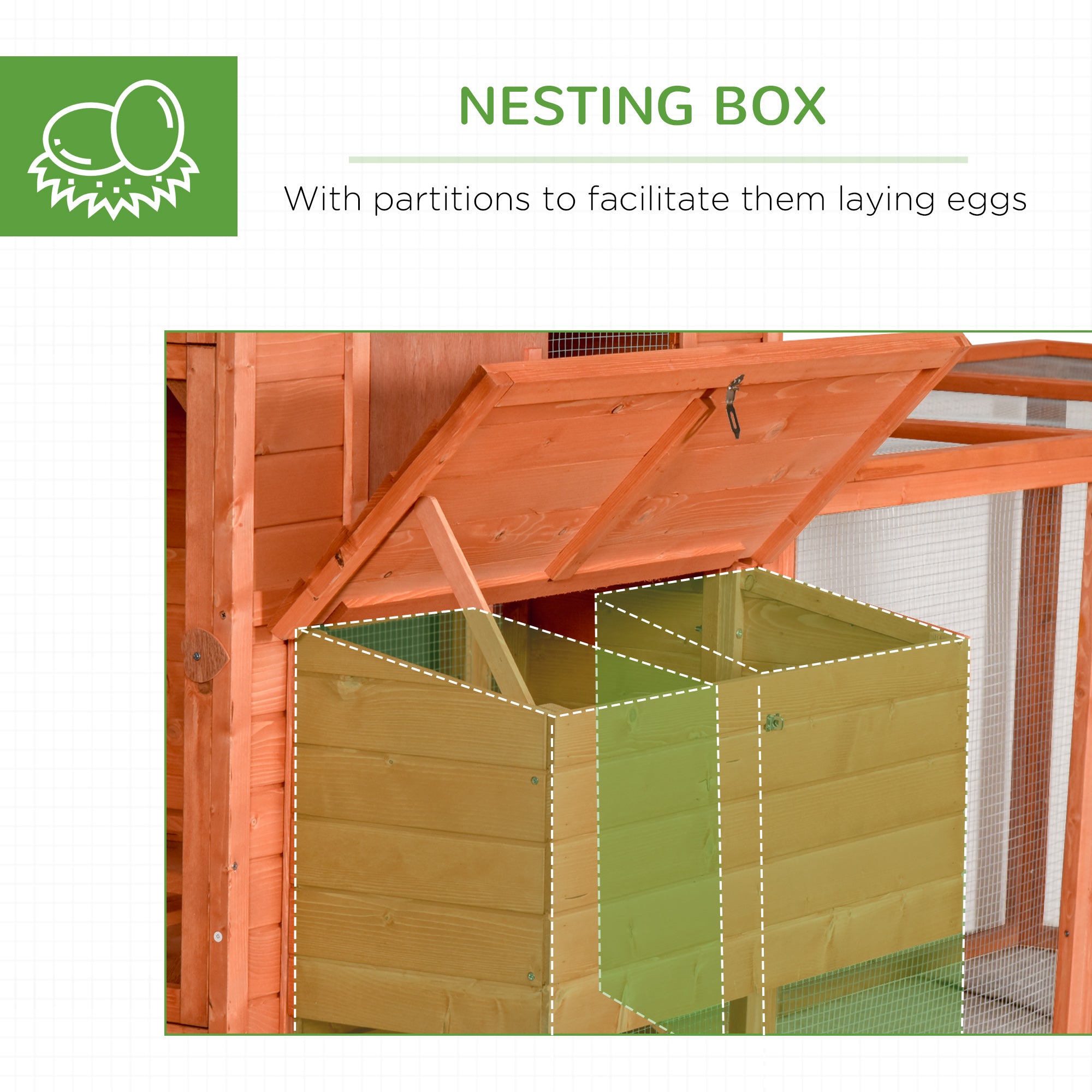 145" Wooden Chicken Coop with Run & Inner Hen House Space