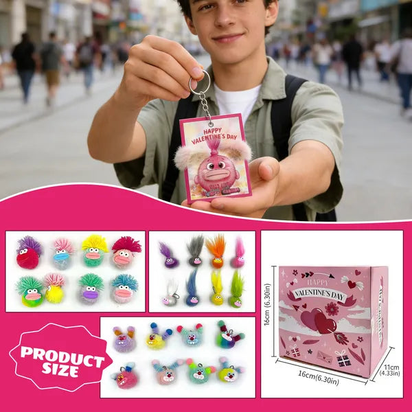 Valentines Day Gifts For Kids Classroom 24 Pack Valentines Mini Animal Toys Keychains Bulk For Boys Girls Classroom Exchange Party Favor School Teacher Student