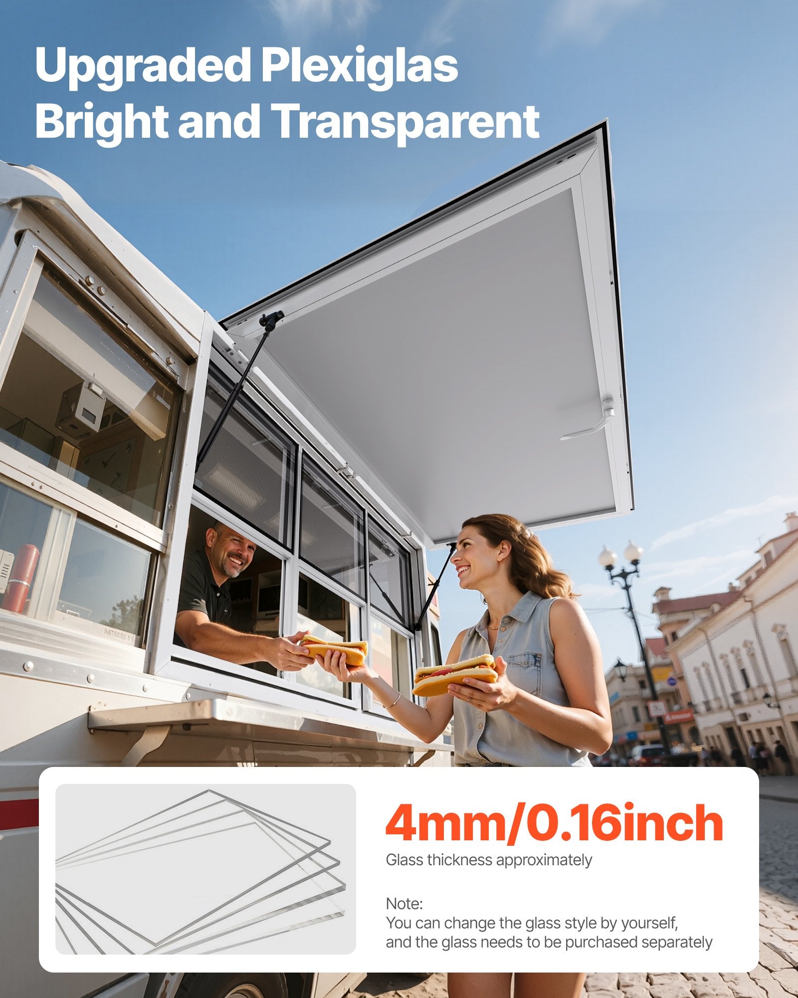 60x36in Concession Stand Serving Window Food Truck Service Awning Aluminum Alloy