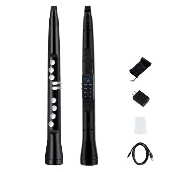 Portable Wireless MIDI Electronic Saxophone - 100 Tones, 3W Hi-Fi Speaker, 12hrs Playtime, 0.7lbs (Black ABS)